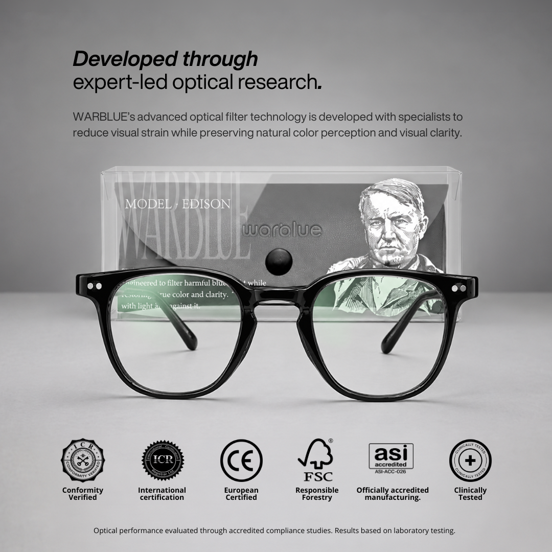 Edison – Lunettes Anti-Lumière Bleue, Verres Transparents · Sans Déformation des Couleurs