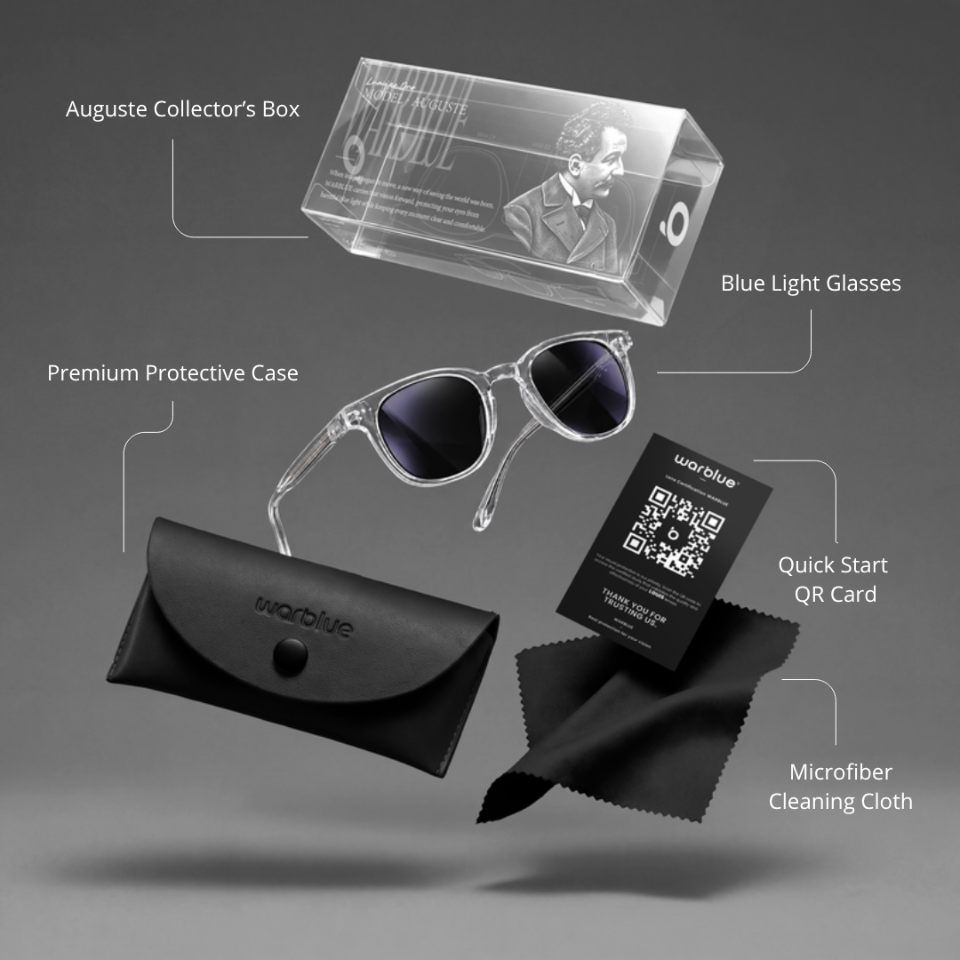 Coffret Collector Auguste avec étui de protection, carte QR et chiffon en microfibre