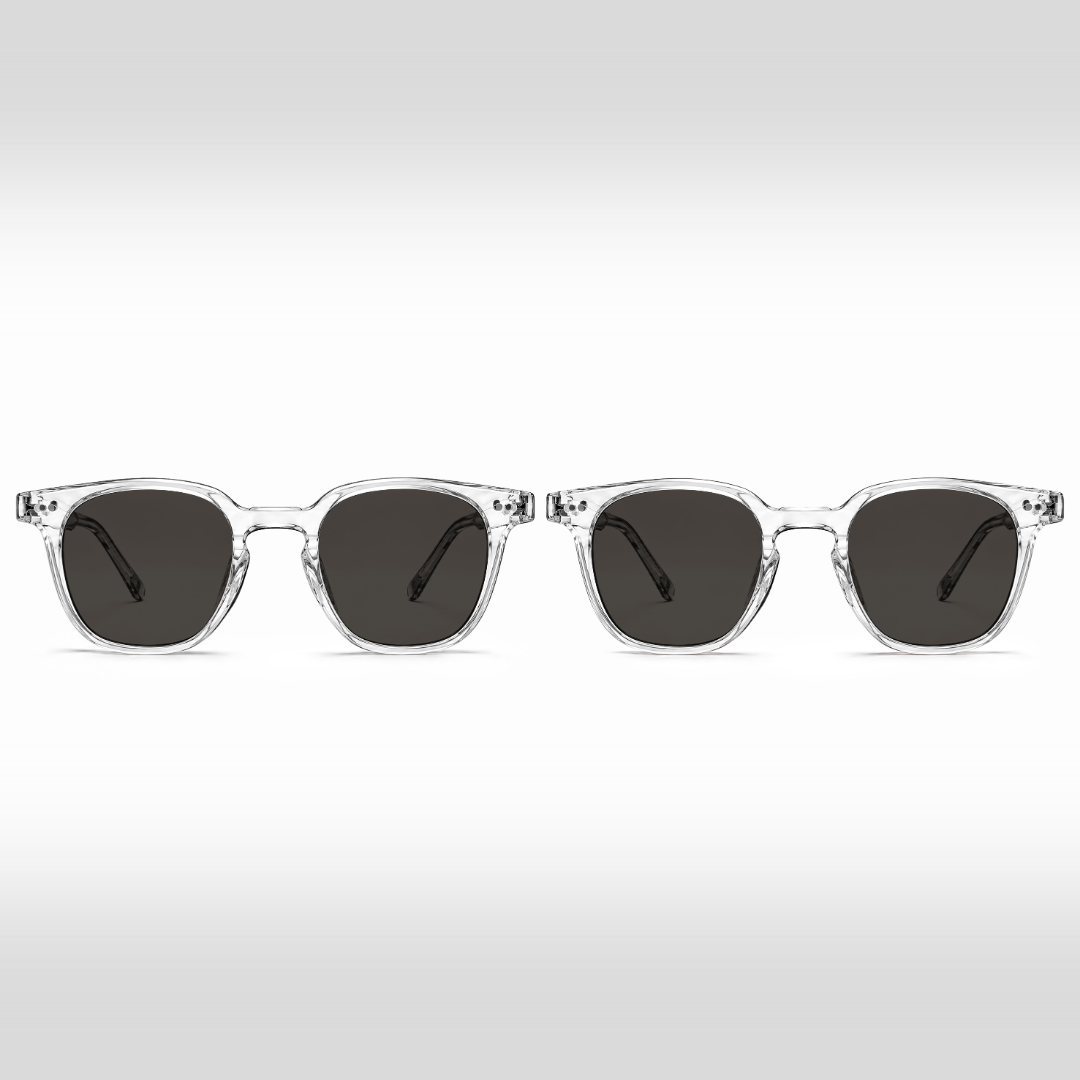 Pack Soleil intense Crystal – deux paires de lunettes de soleil Auguste à verres gris foncé et montures Crystal transparentes