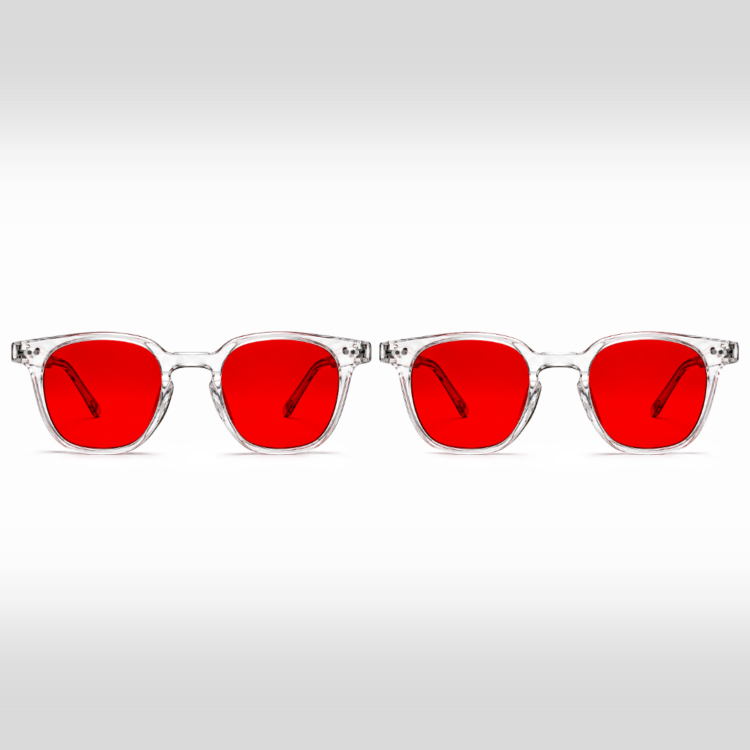 Pack Récupération nocturne Crystal – deux paires de lunettes Da Vinci à verres rouges et montures Crystal transparentes