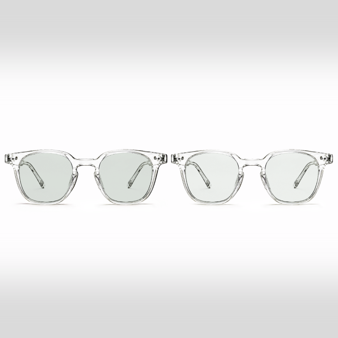 Pack Travail et Gaming Crystal – deux paires de lunettes Edison à verres transparents et montures Crystal transparentes