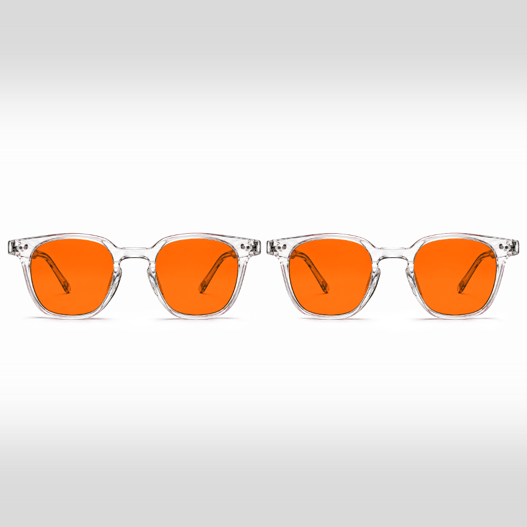 Pack Forte exposition Crystal – deux paires de lunettes Newton à verres orange et montures Crystal transparentes