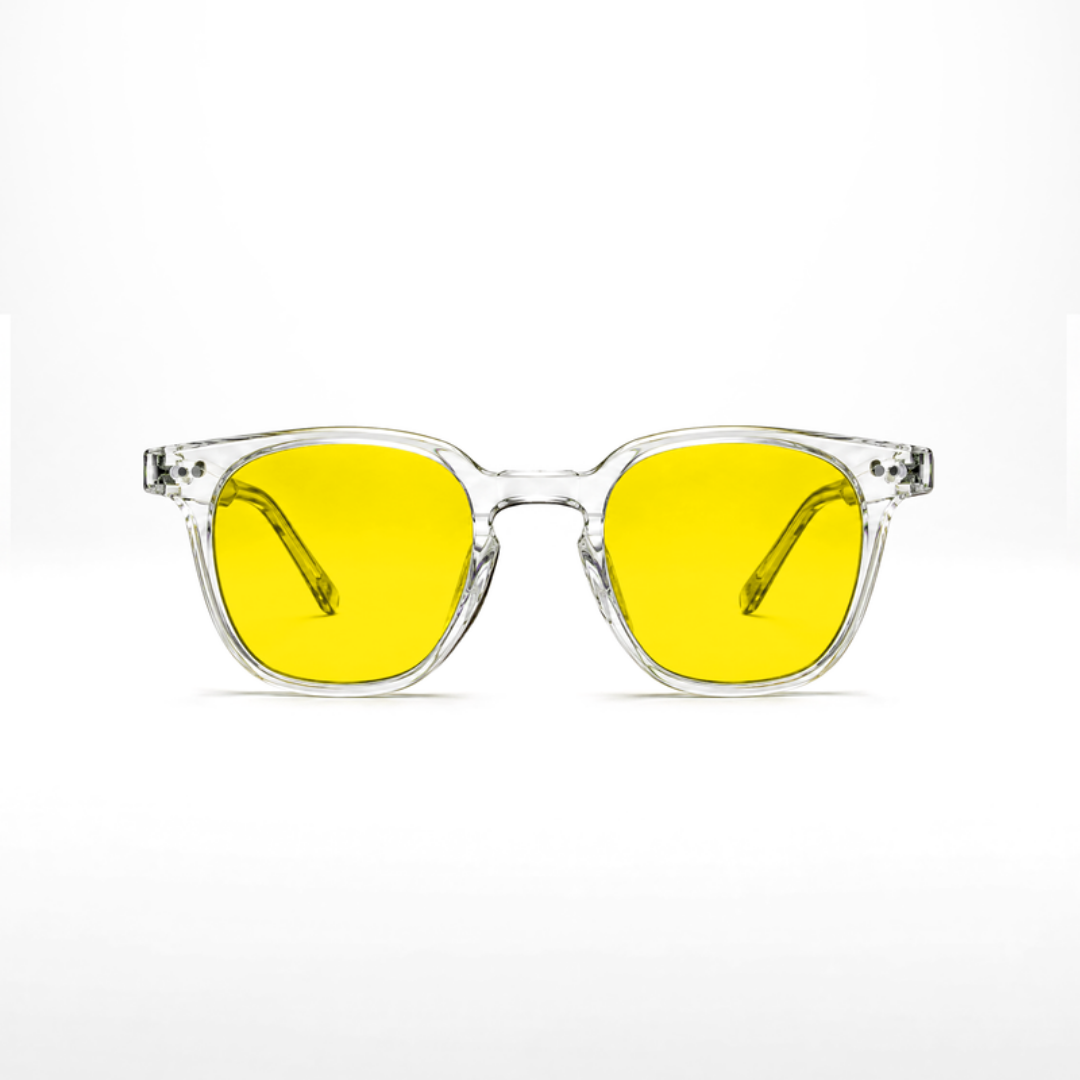 Lunettes Galileo Crystal – verres jaunes, monture transparente Crystal, vue de face