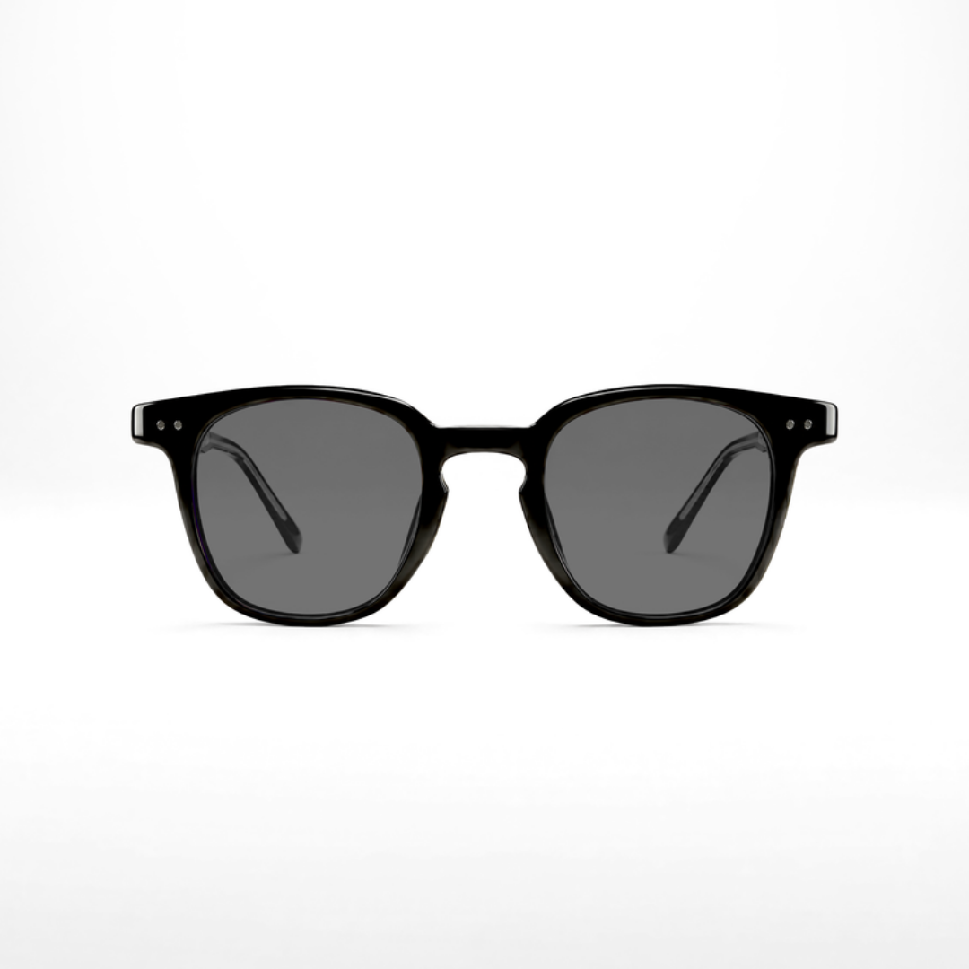 Lunettes de soleil Louis – verres gris clair, monture noire, vue de face