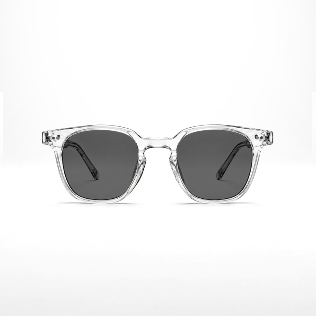 Lunettes de soleil Louis Crystal – verres gris clair, monture Crystal transparente, vue de face