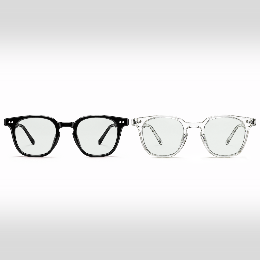 Edison Duo – lunettes anti-lumière bleue à verres transparents, montures noire et Crystal transparente