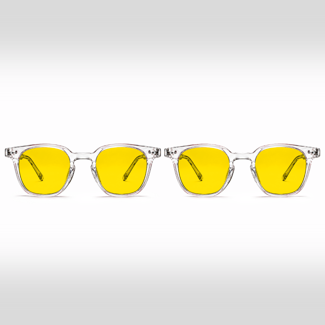 Pack Confort quotidien Crystal – deux paires de lunettes Galileo à verres jaunes et montures Crystal transparentes