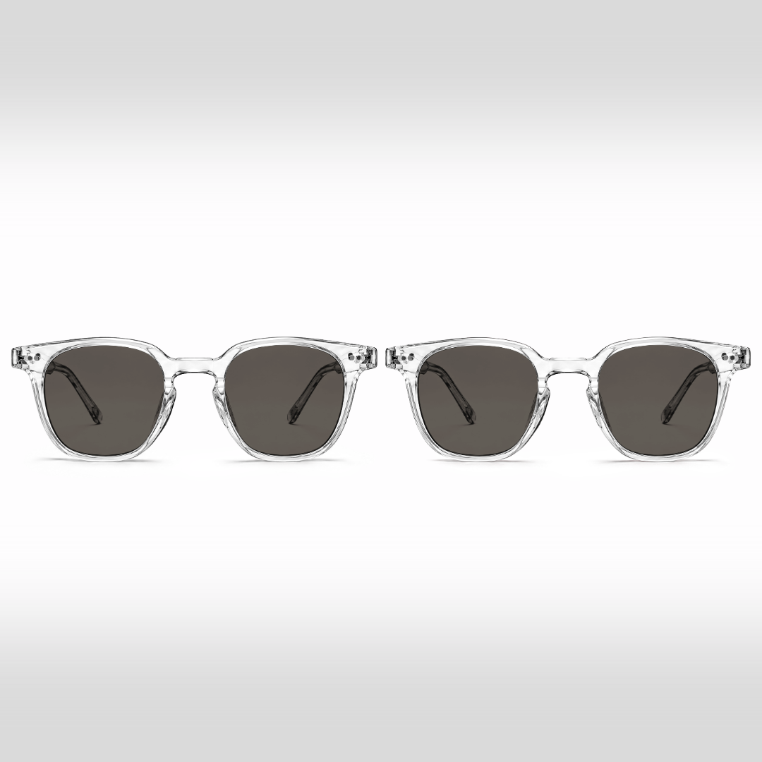 Pack Journée lumineuse Crystal – deux paires de lunettes de soleil Louis à verres gris clair et montures Crystal transparentes