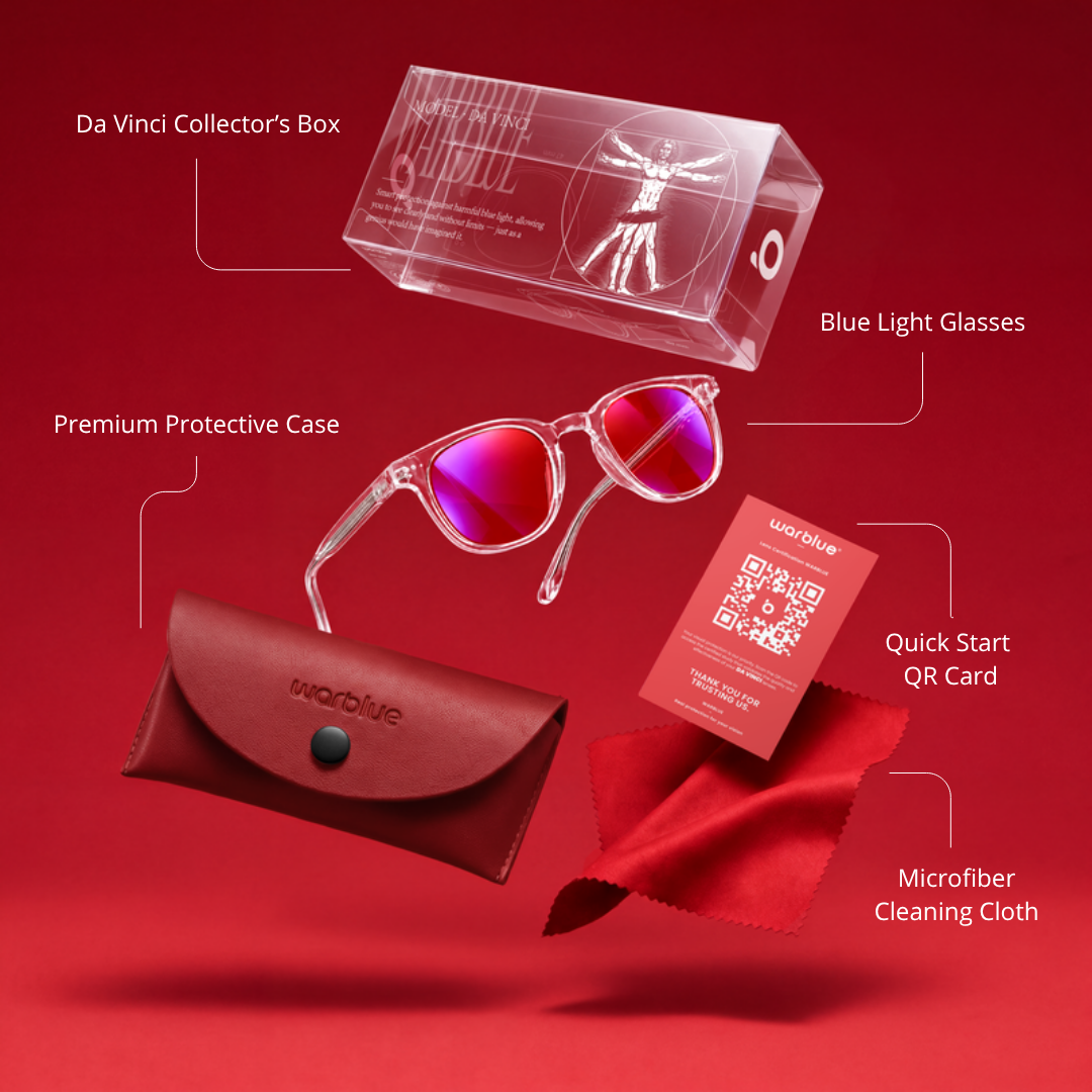 Coffret Collector Da Vinci avec étui de protection, carte QR et chiffon en microfibre – monture Crystal