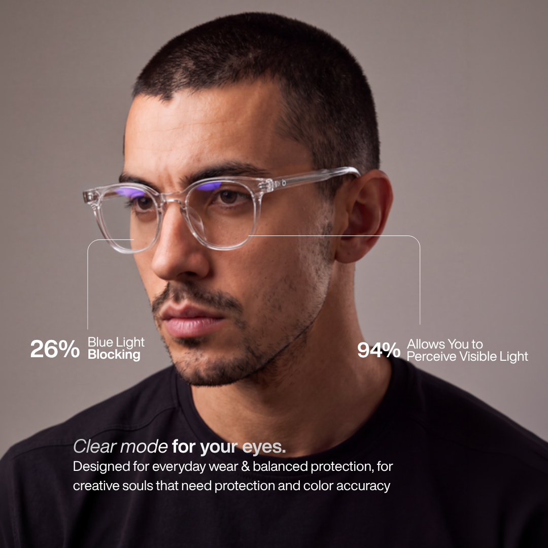 Chiffres clés Edison Crystal : 26 % de lumière bleue bloquée et 94 % de transmission de la lumière visible